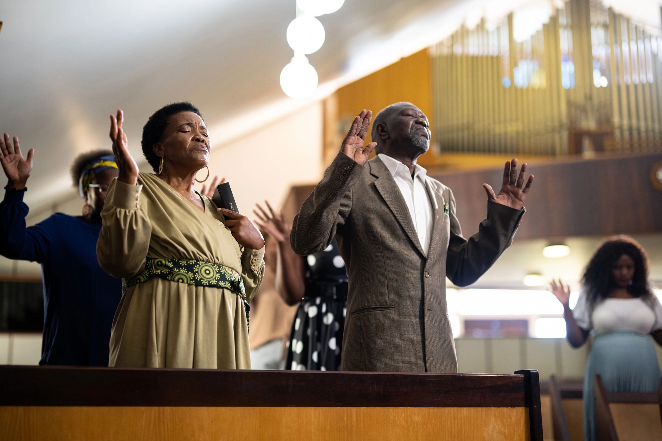 diverse congregation worship service