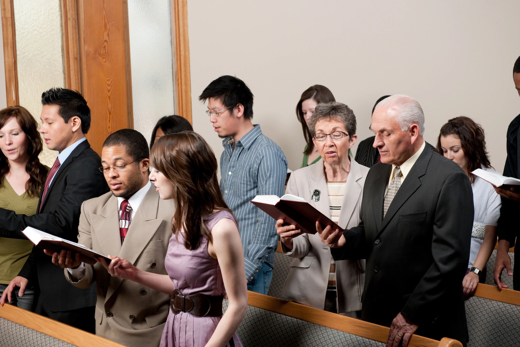 Diverse church congregation